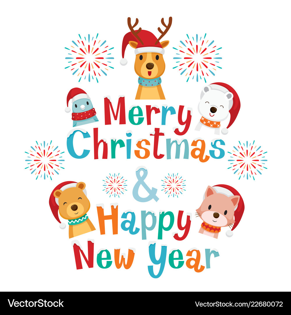 Merry Christmas And Happy New Year Lettering – Royalty-Free Vector throughout Merry Christmas And Happy New Year Printable Letters