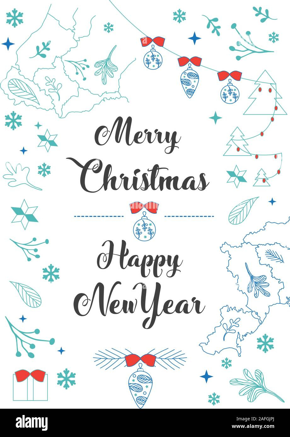 Merry Christmas And Happy New Year Print Postcard, A5 Template For in Printable Merry Christmas and Happy New Year