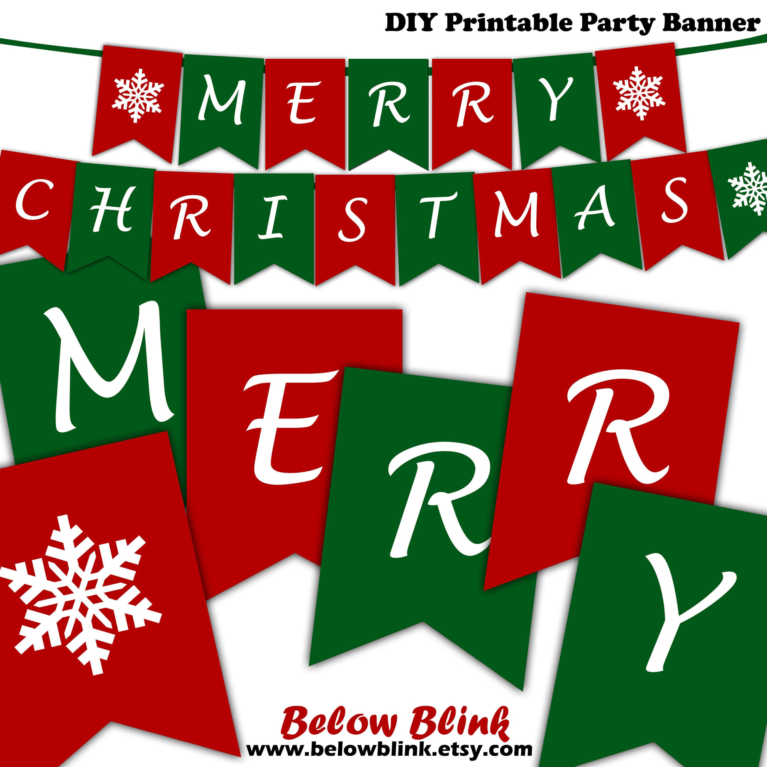 Merry Christmas Banner, Printable Christmas Banner, Snowflake inside Christmas Party Banner Printable