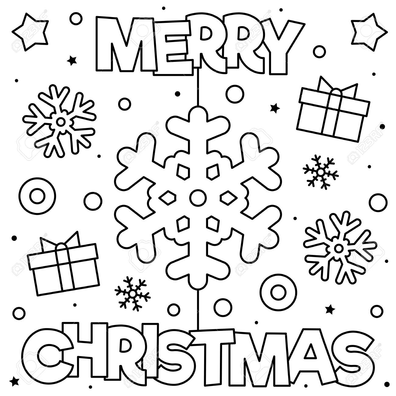Merry Christmas. Coloring Page. Black And White Vector regarding Free Printable Christmas Black And White Clipart