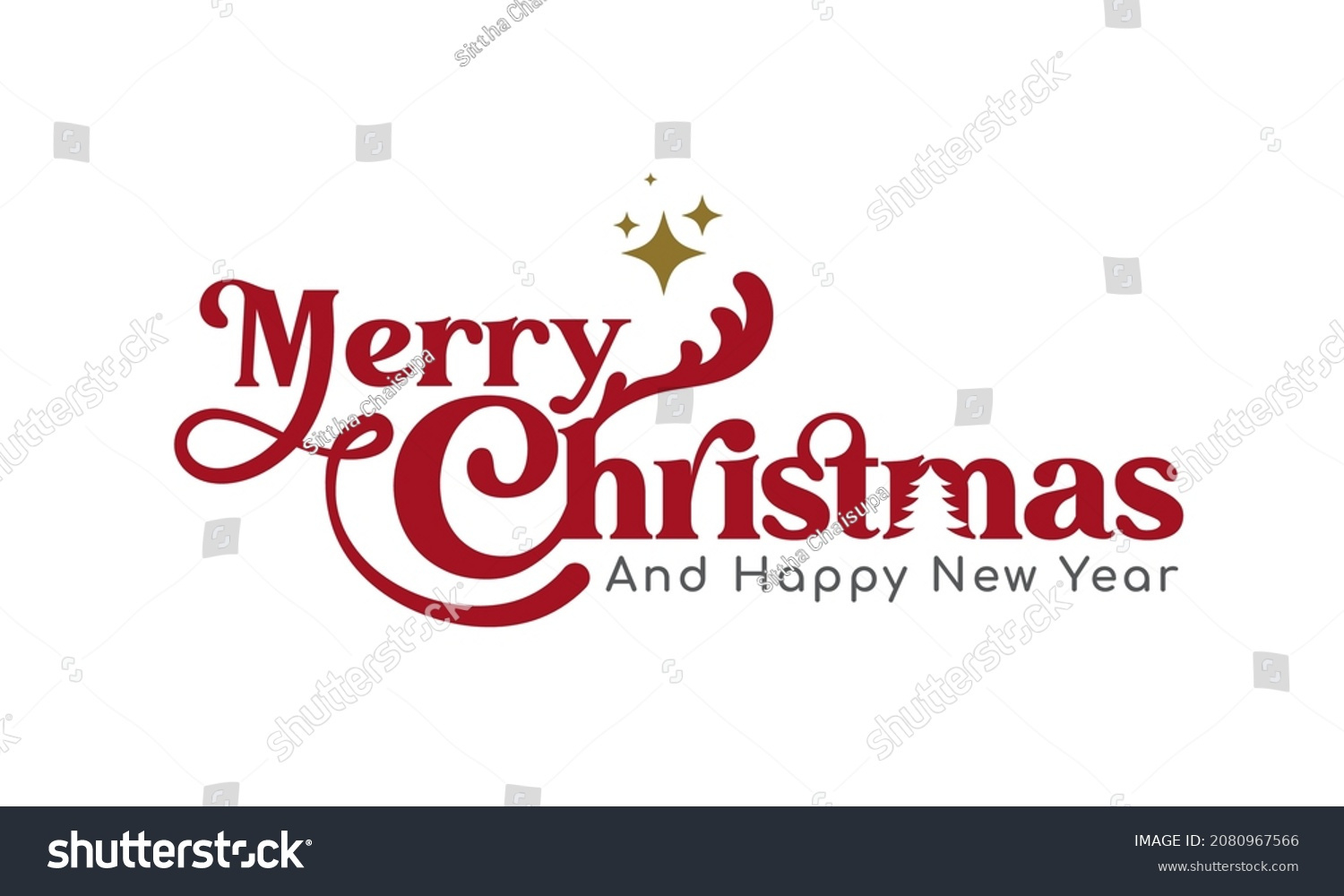 Merry Christmas Happy New Year Lettering Stock Vector (Royalty inside Merry Christmas And Happy New Year Lettering Design Printable