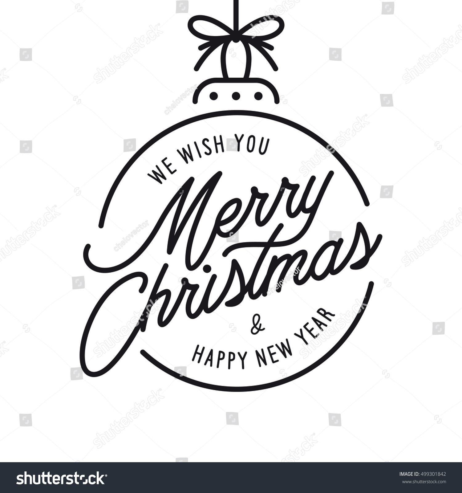 Merry Christmas Happy New Year Lettering Stock Vector (Royalty intended for Merry Christmas And Happy New Year Printable Card