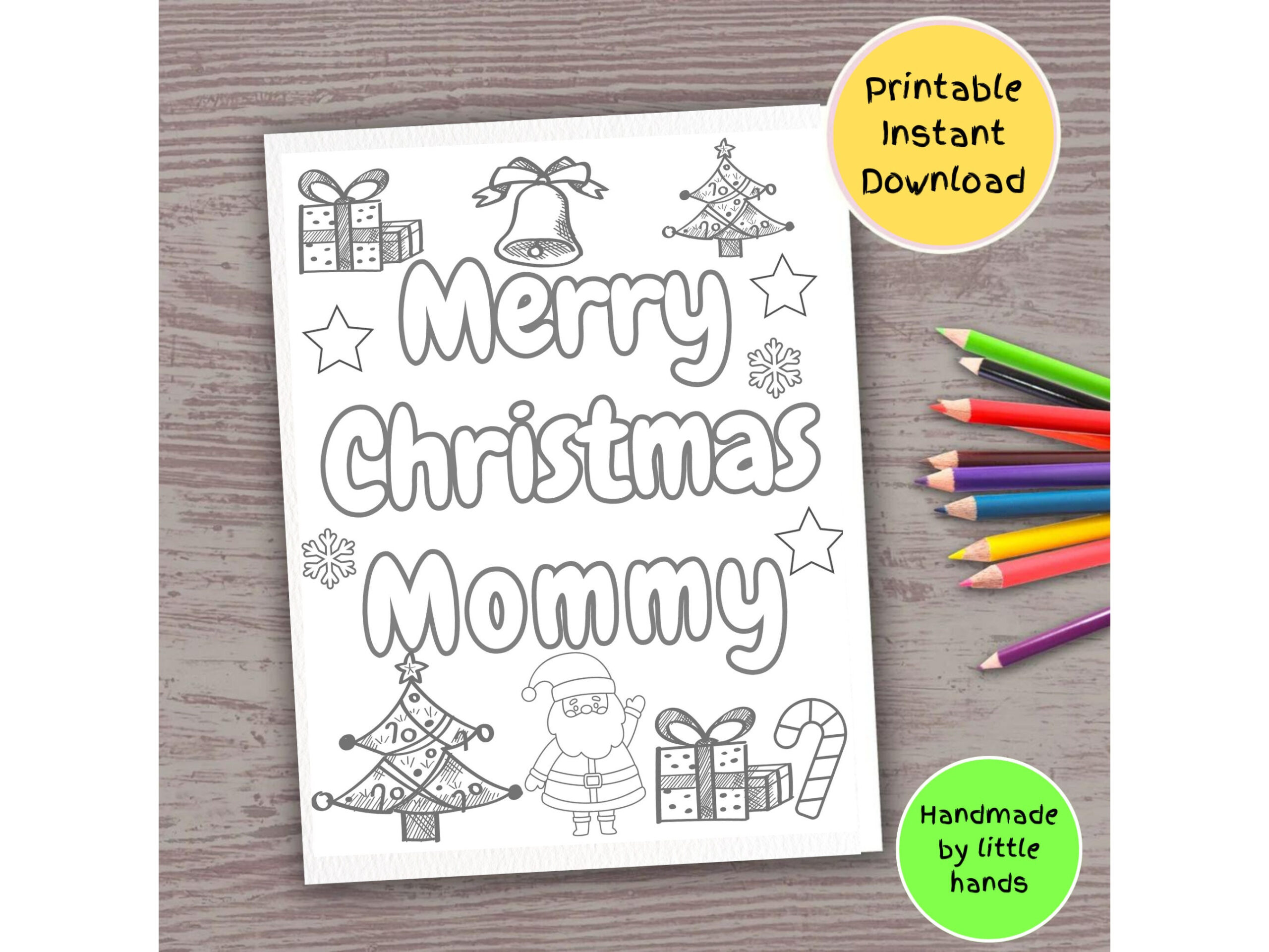 Merry Christmas Mommy Coloring Page: Kids Xmas Gift (Digital pertaining to Printable Christmas Card For Mother