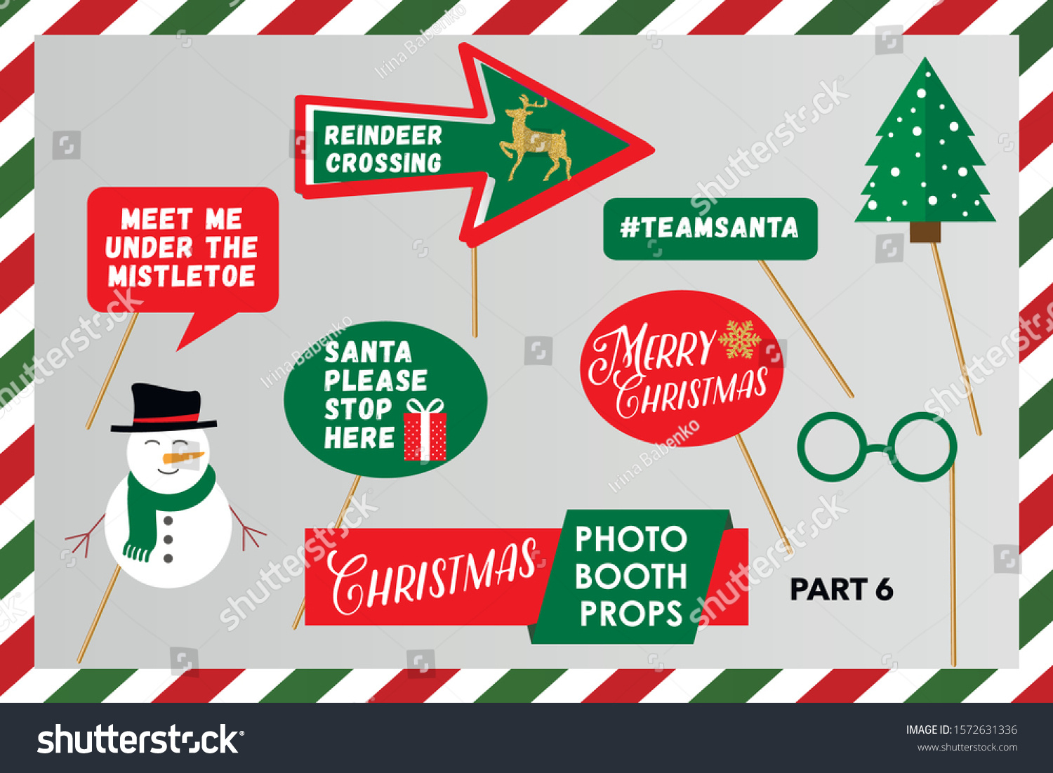 Merry Christmas Photo Booth Printable Props Stock Vector (Royalty within Christmas Photo Booth Props Printable Free Download