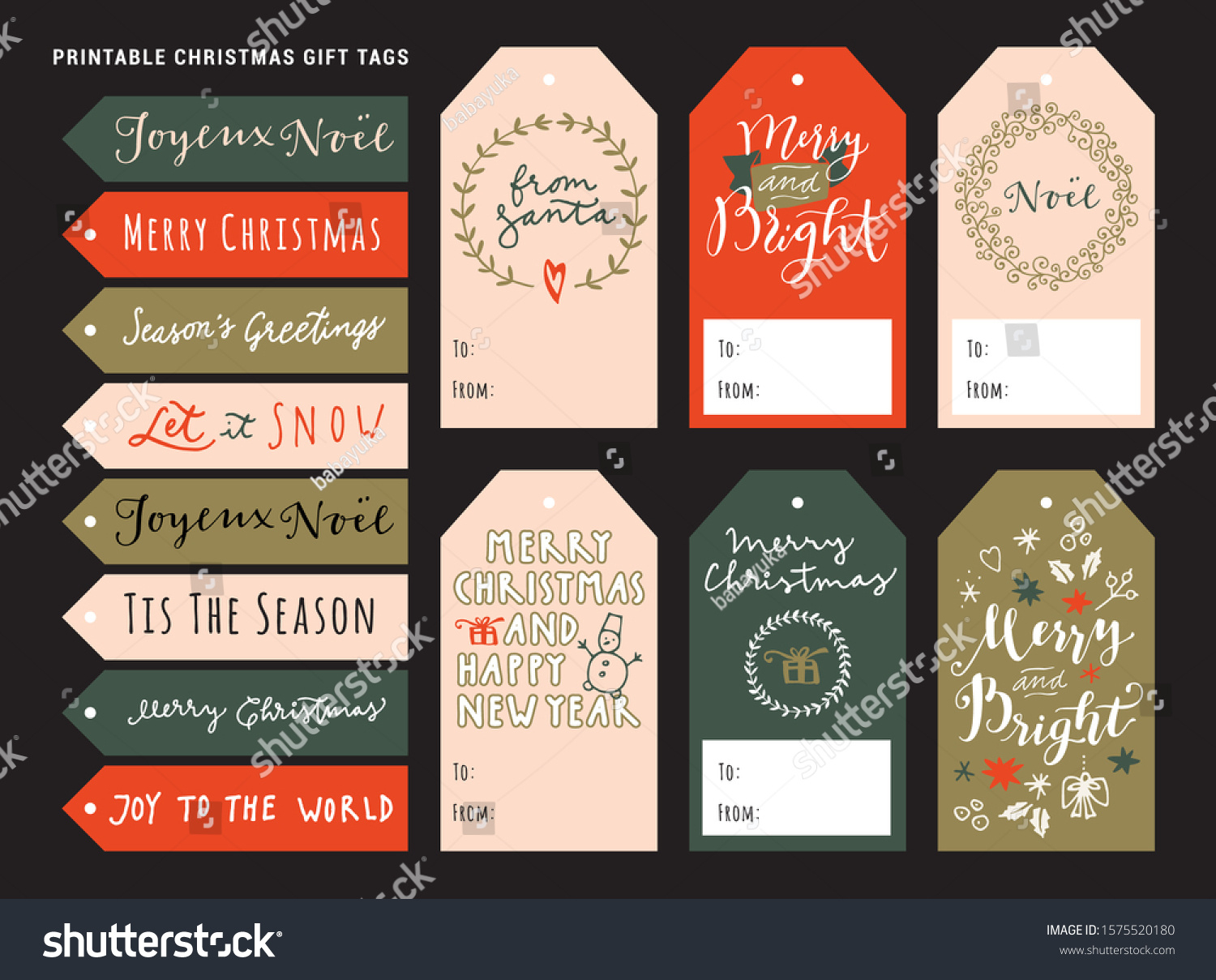Merry Christmas Printable Personalized Gift Tags Stock Vector pertaining to Printable Personalized Christmas Gift Tags