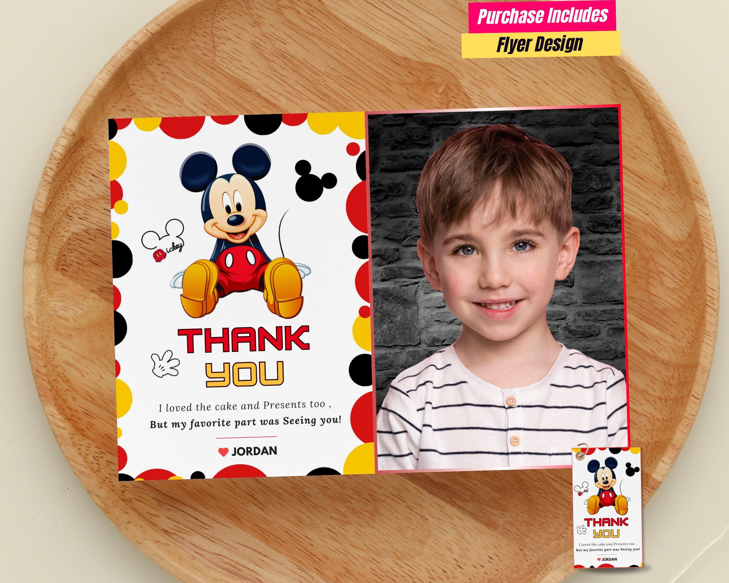 Mickey Mouse Thank You Card With Photo Mickey Mouse Greeting Photo with Mickey Mouse Thank You Photo Cards Printable
