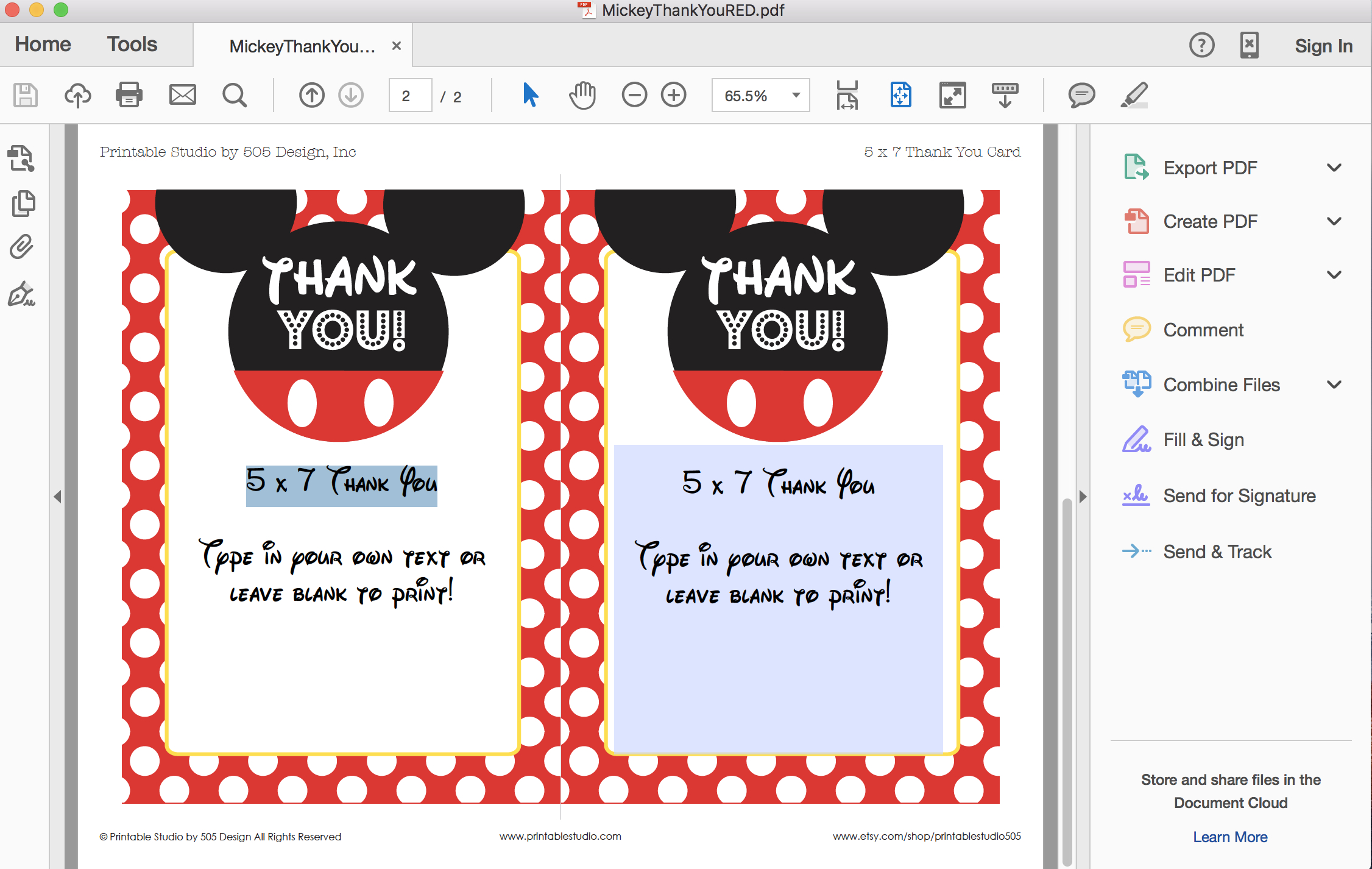 Mickey Mouse Thank You Card within Mickey Mouse Thank You Cards Printable