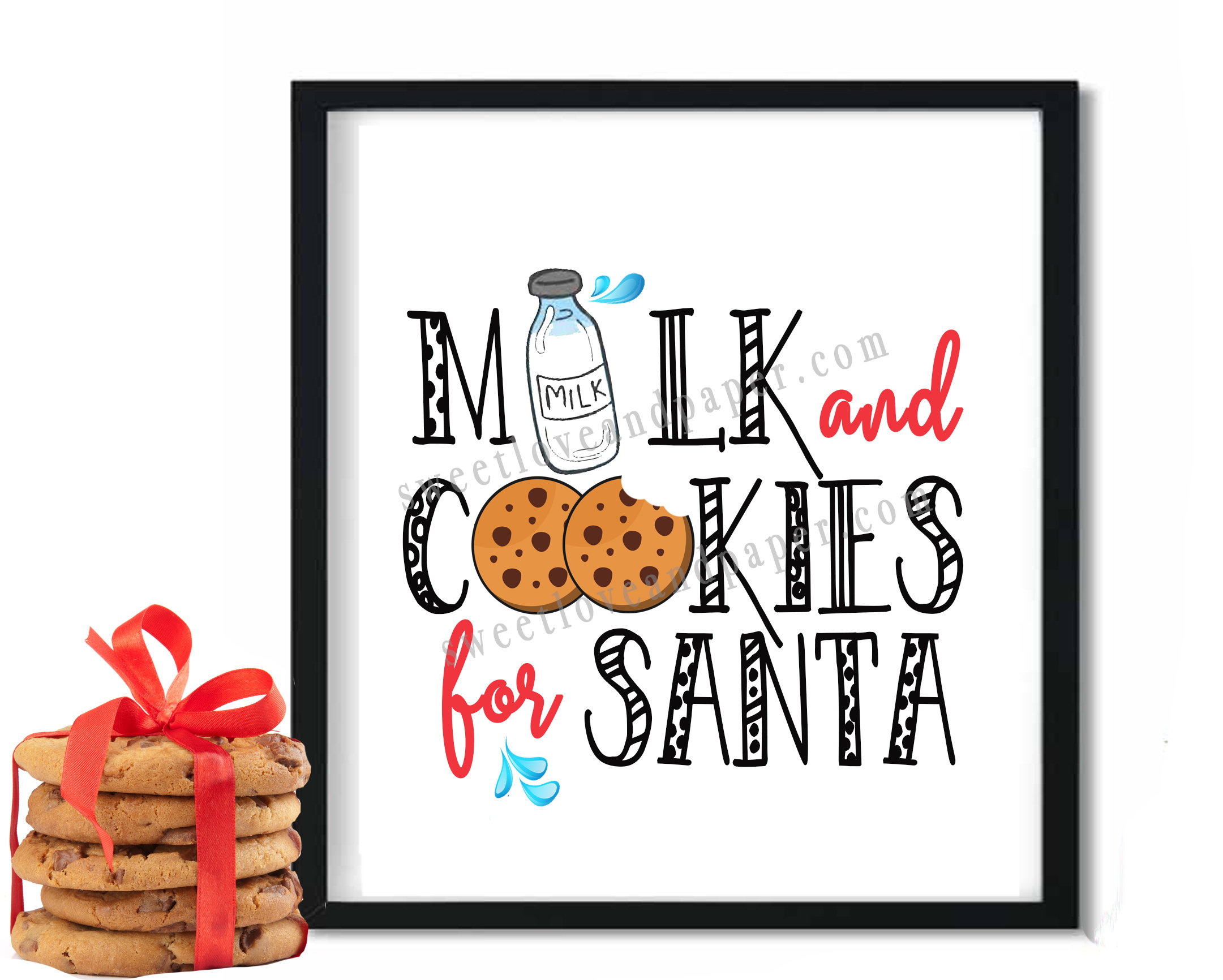 Milk And Cookies For Santa | Christmas Print - Etsy with Milk and Cookies Sign Printable