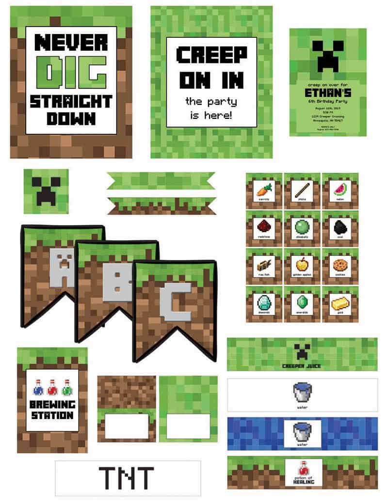 Minecraft Birthday Party (With Free Printables) - Elva M Design Studio intended for Free Minecraft Printables