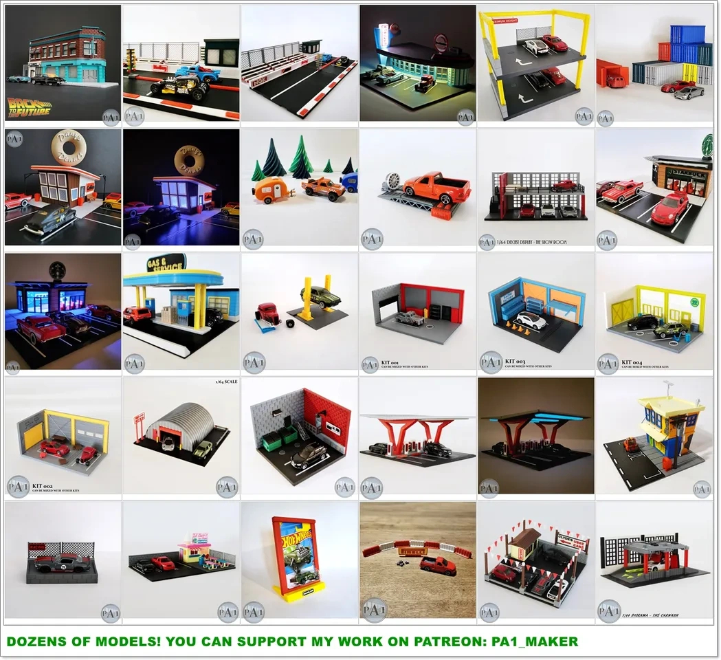 Mini Garage Diorama For 1/64 Scale Diecasts - Optimized For Fdm regarding Free Printable 1-64 Diorama