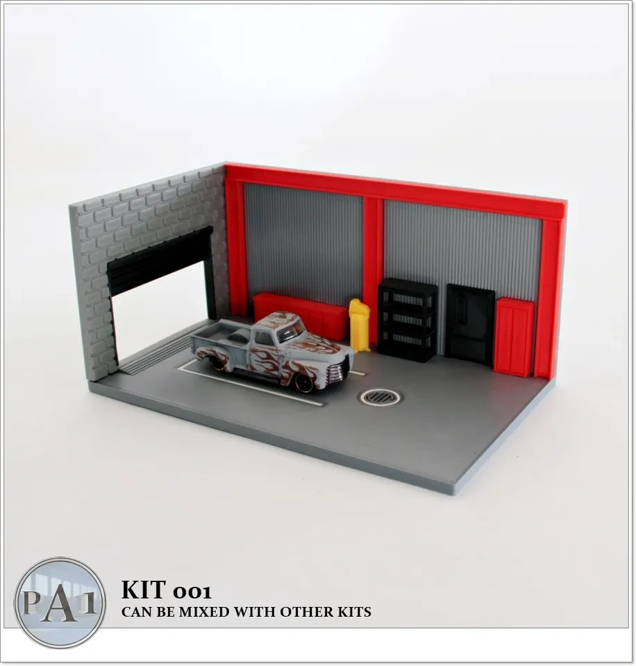 Mini Garage Diorama For 1/64 Scale Diecasts - Optimized For Fdm with Free Printable 1-64 Diorama