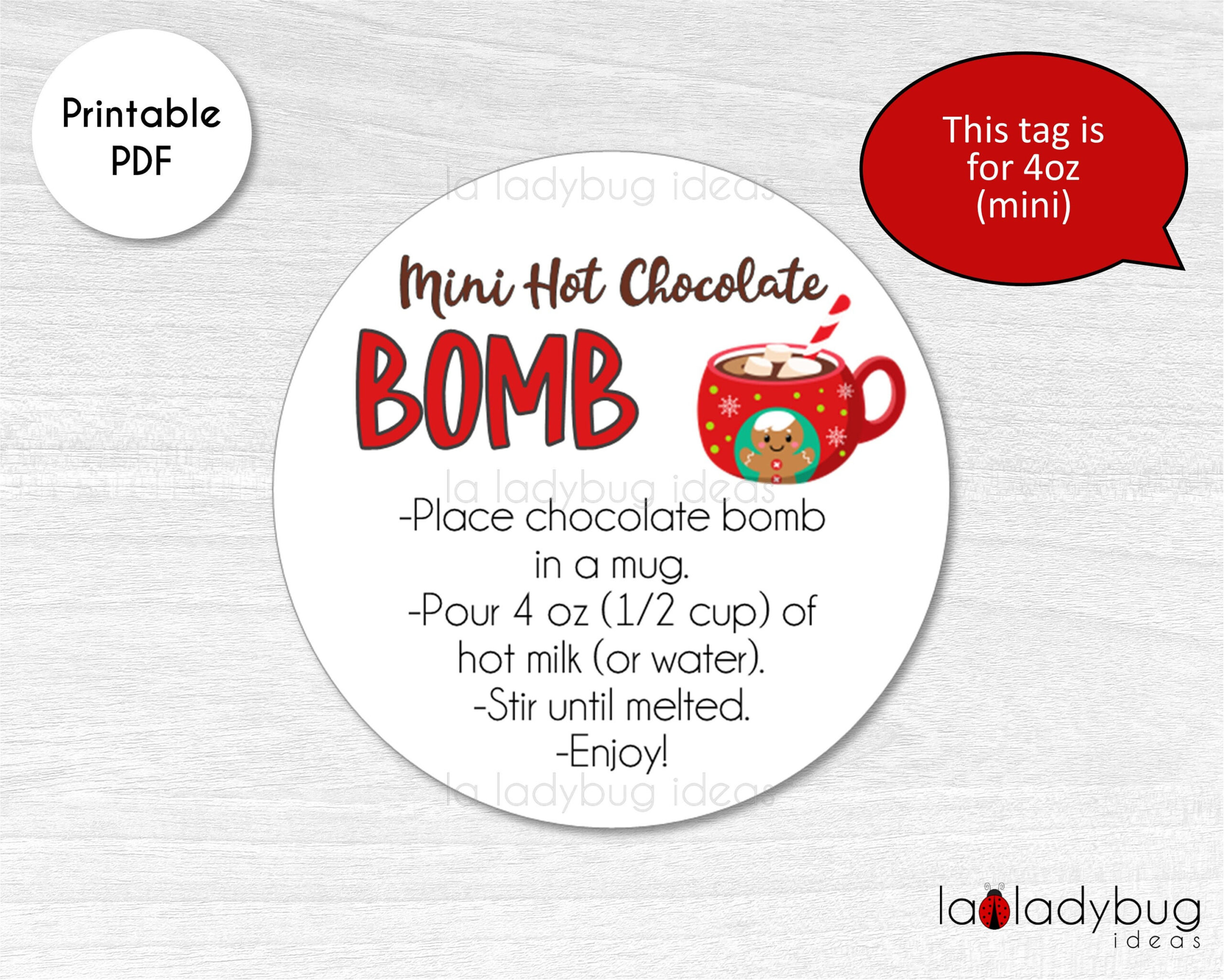 Mini Hot Cocoa Bomb Tags, Printable 4Oz Round Labels (Digital with regard to Hot Chocolate Bomb Tags Printable