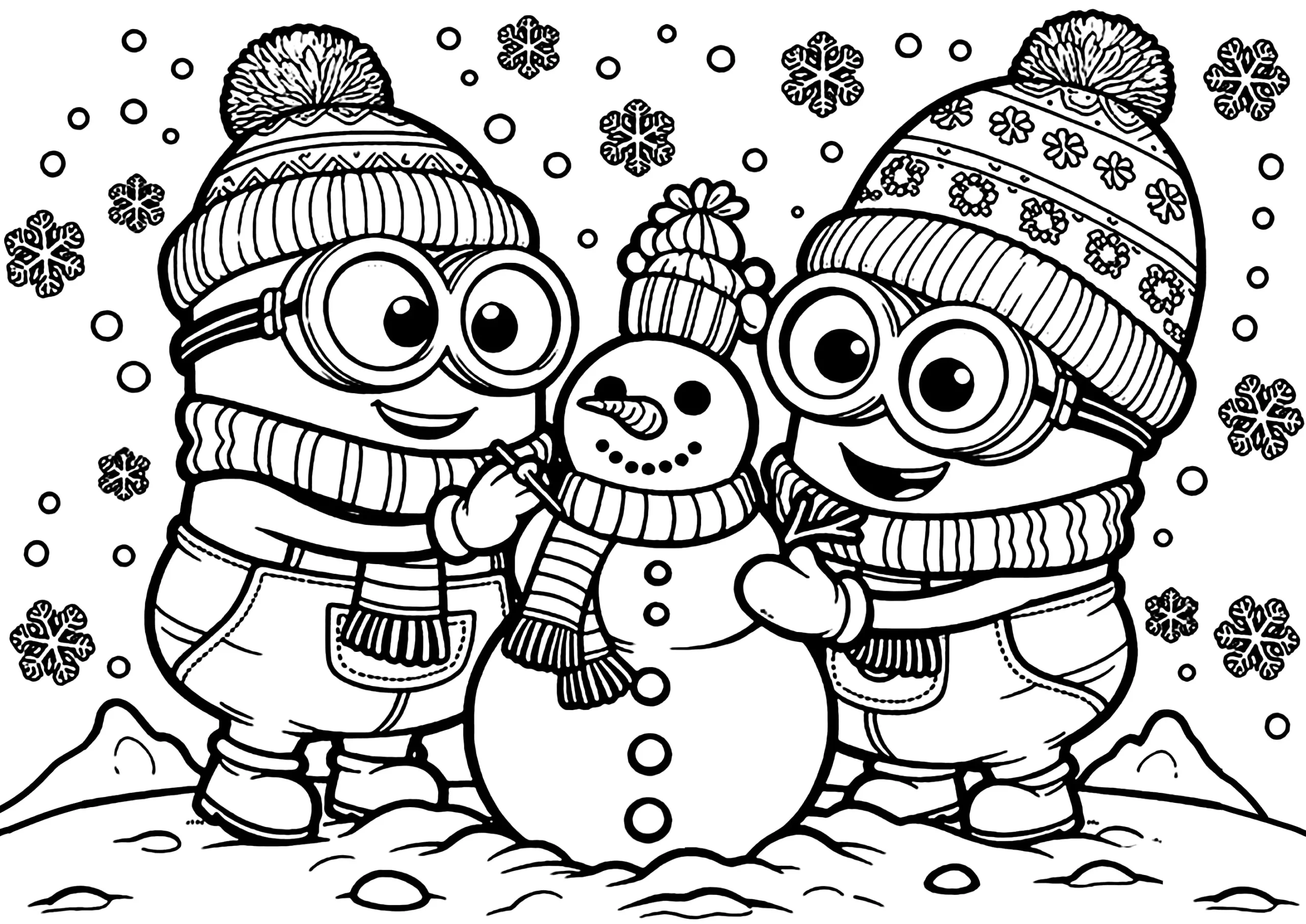 Minions And Snowman - Minions Coloring Pages in Coloring Pages Printable Snowman