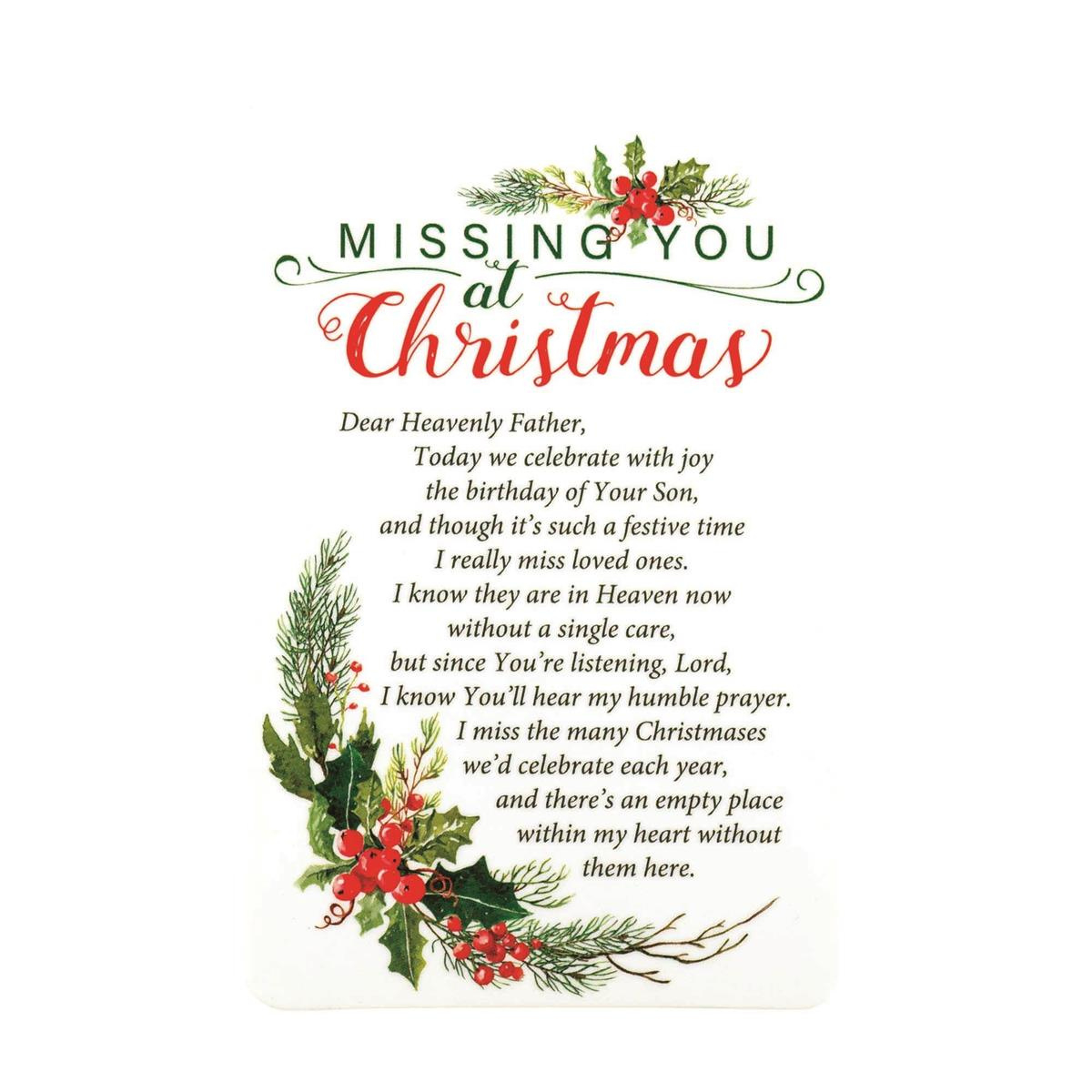 Missing You At Christmas Prayer Card inside A Christmas Prayer Poem Printable