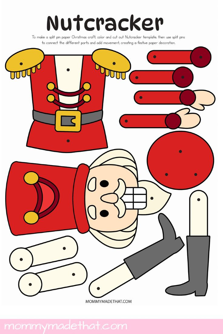 Movable Nutcracker Craft – Free Christmas Printable For Preschool pertaining to Nutcracker Printable
