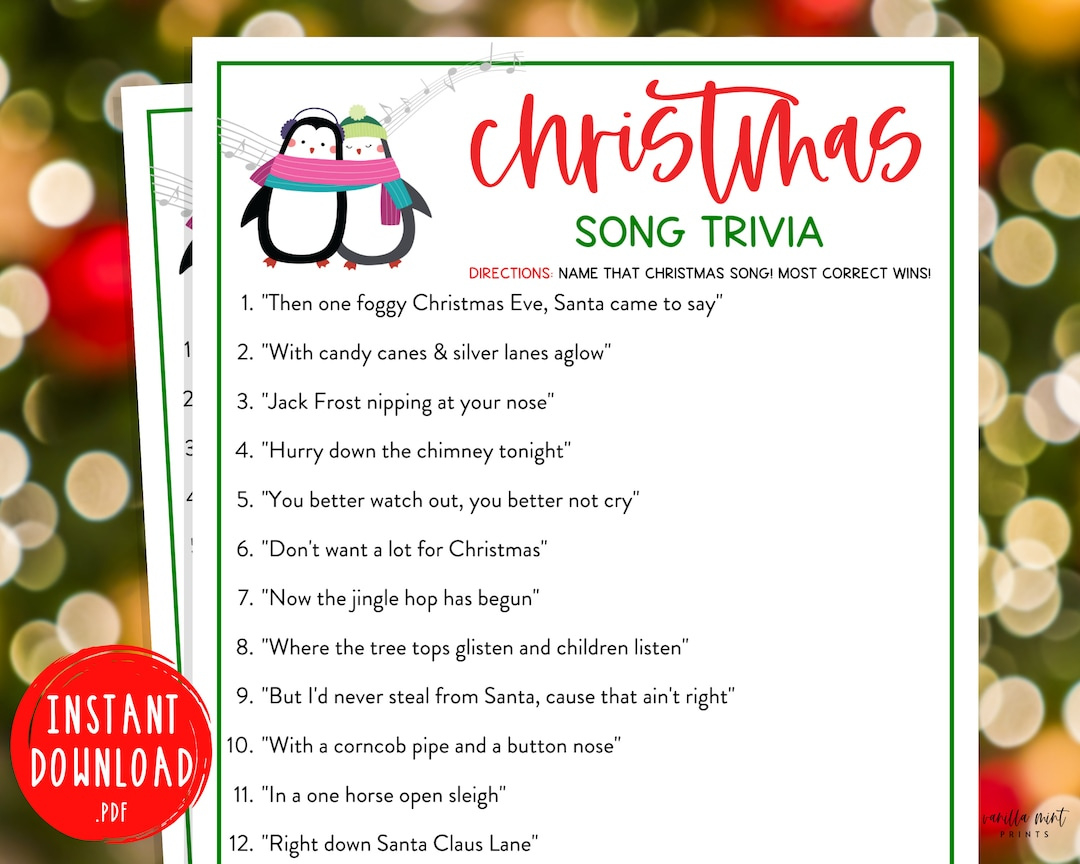 Music Quiz Guess The Song Questions Christmas Song Trivia Game inside Christmas Music Quiz Questions And Answers Printable