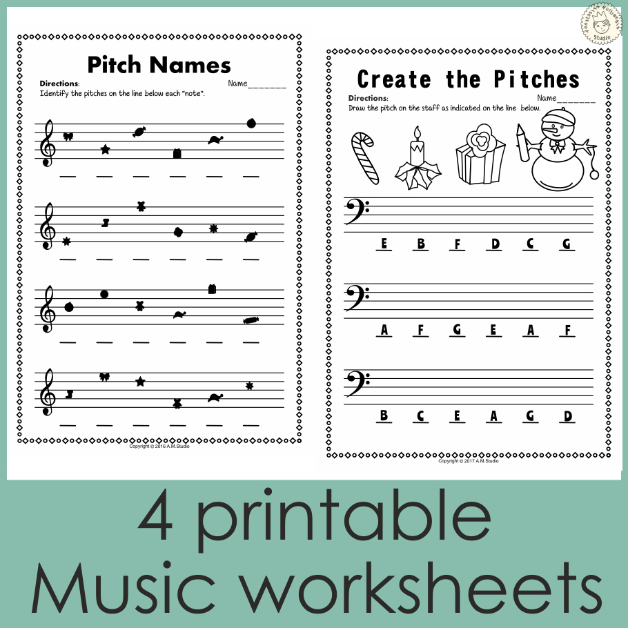 Music Worksheets For Christmas {Weekly Freebies} within Free Christmas Music Worksheets