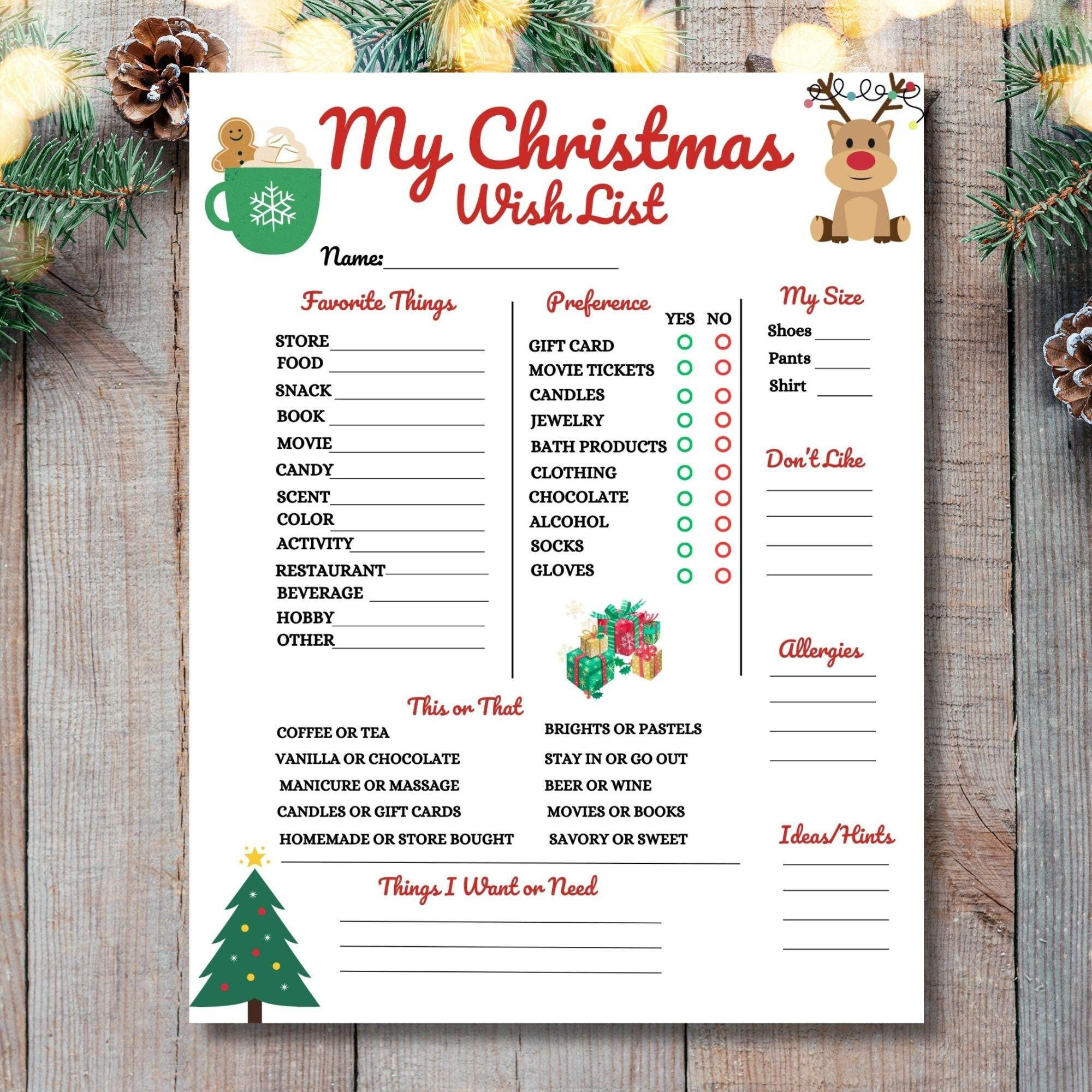 My Favorite Things List Christmas Gifts - Shop On Pinterest for Christmas Favorite Things List Printable