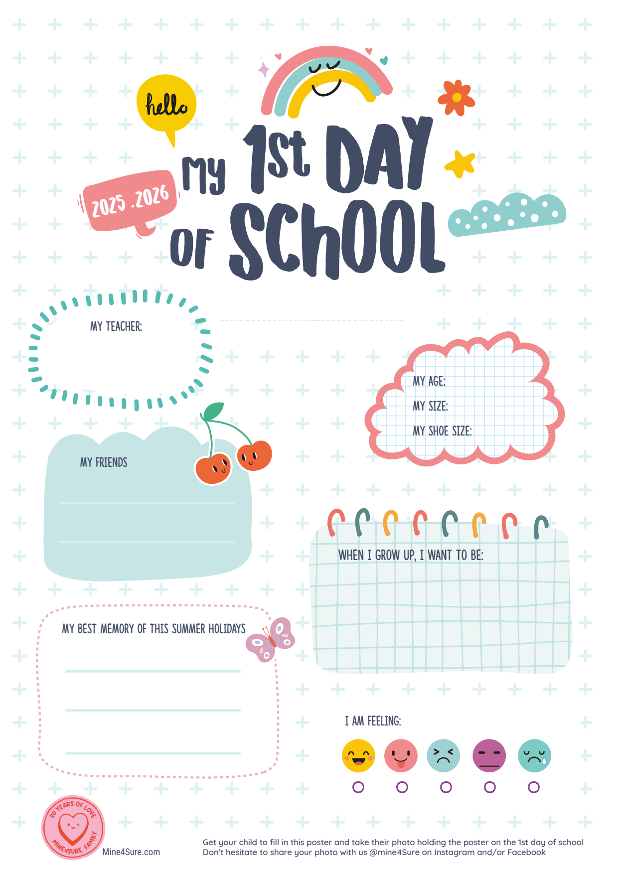 My First Day Of School Poster – New School Year 2025-2026 with regard to New School Year Printable