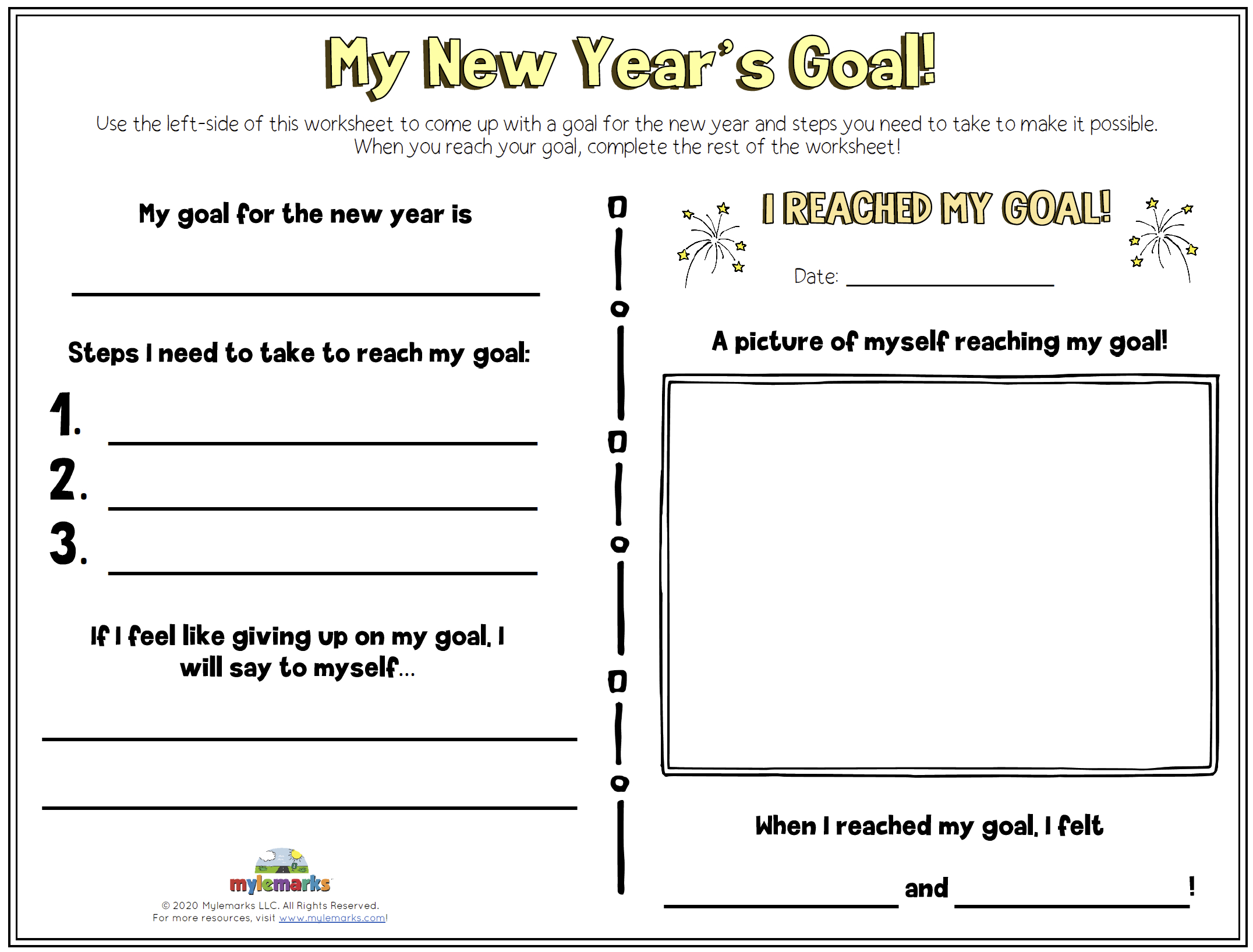 My New Year&amp;#039;S Goal with New Year Goal Sheets Printables