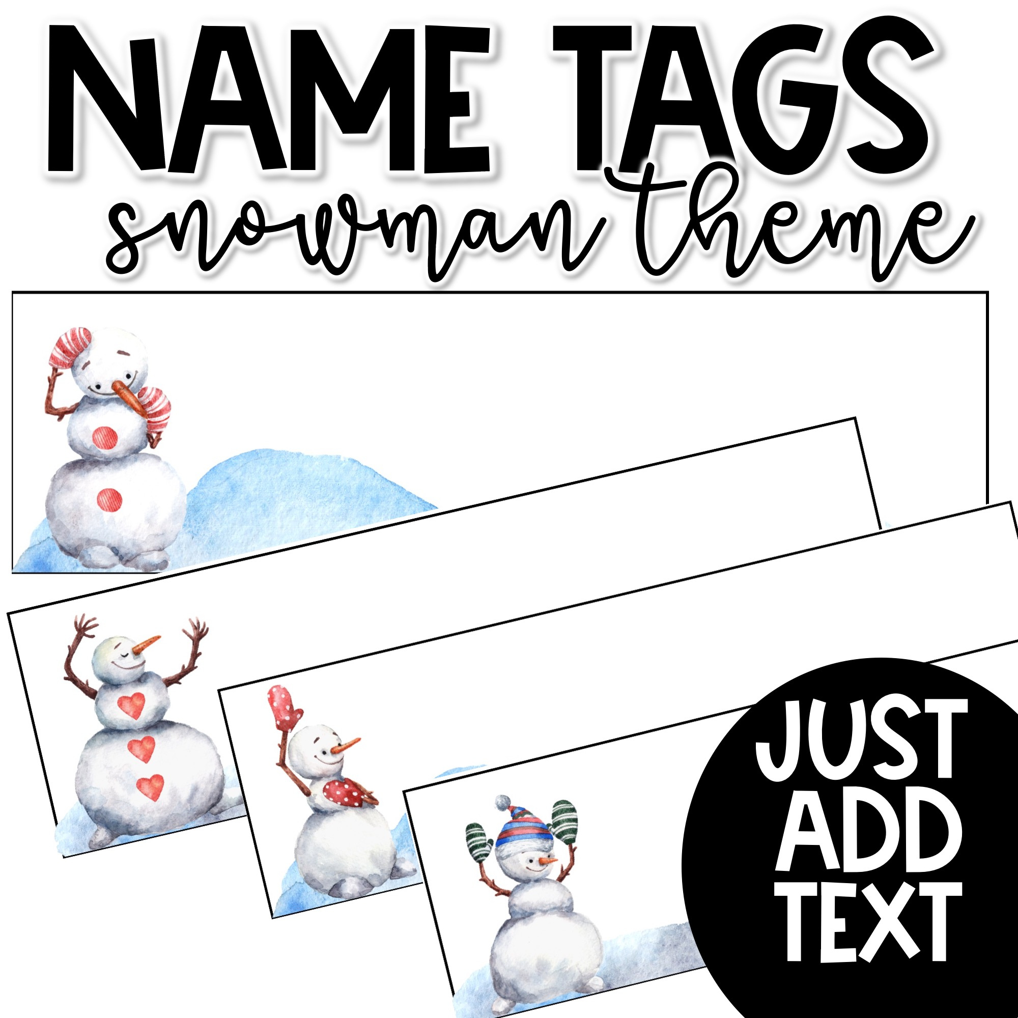 Name Tags Snowman Winter Themed | Madeteachers inside Free Printable Snowman Name Tags