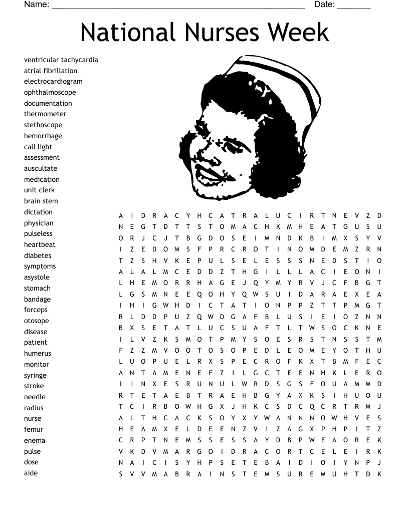National Nurses Week Word Search - Wordmint with regard to Nursing Word Search Printable