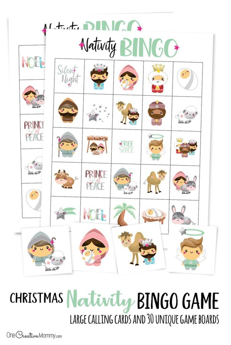 Nativity Bingo Game For Parties And Large Groups; 30 Printable in Free Printable Christian Christmas Bingo Card