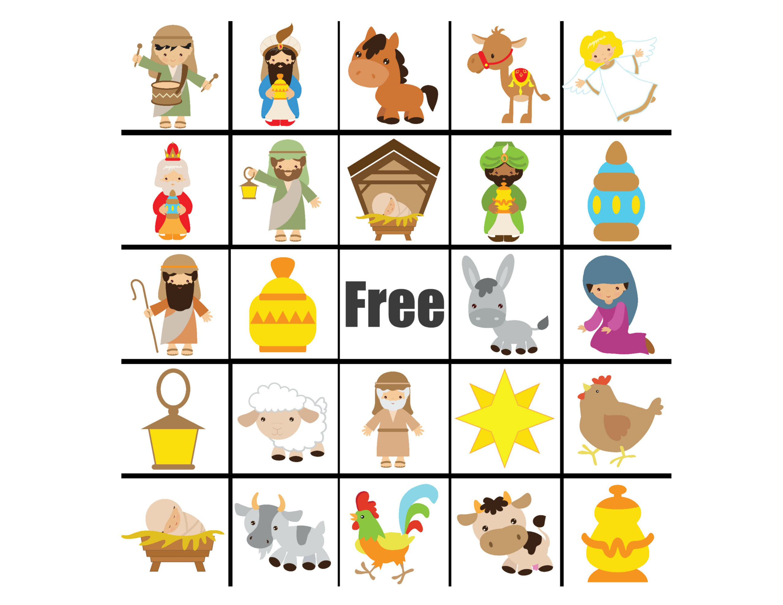 Nativity Bingo Set With Calling Card inside Christmas Nativity Bingo Printable