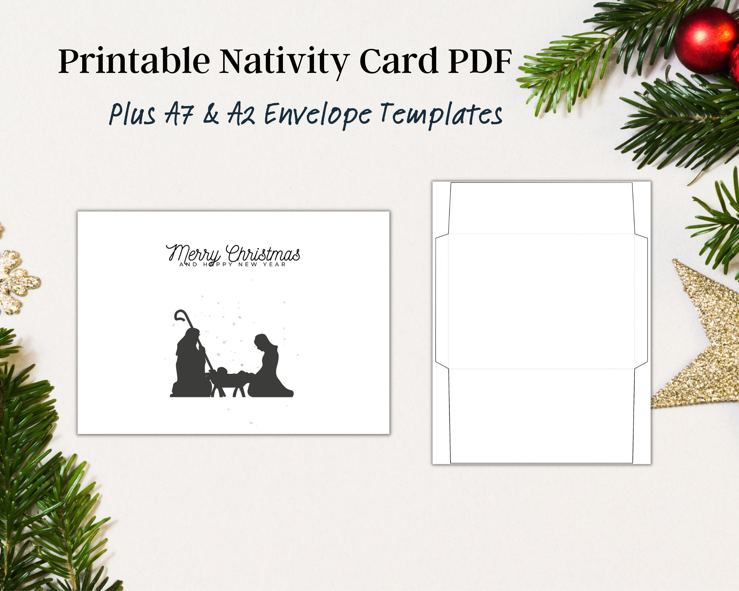Nativity Christmas Card, Religious Silhouette Scene, Printable regarding Christmas Nativity Card Printable