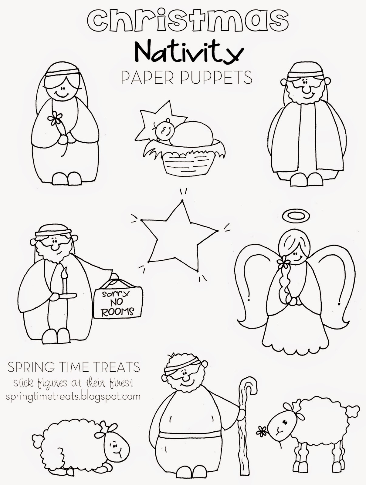 Nativity Paper Puppets - Free Printables | Spring Time Doodles with regard to Nativity Cutout Printable