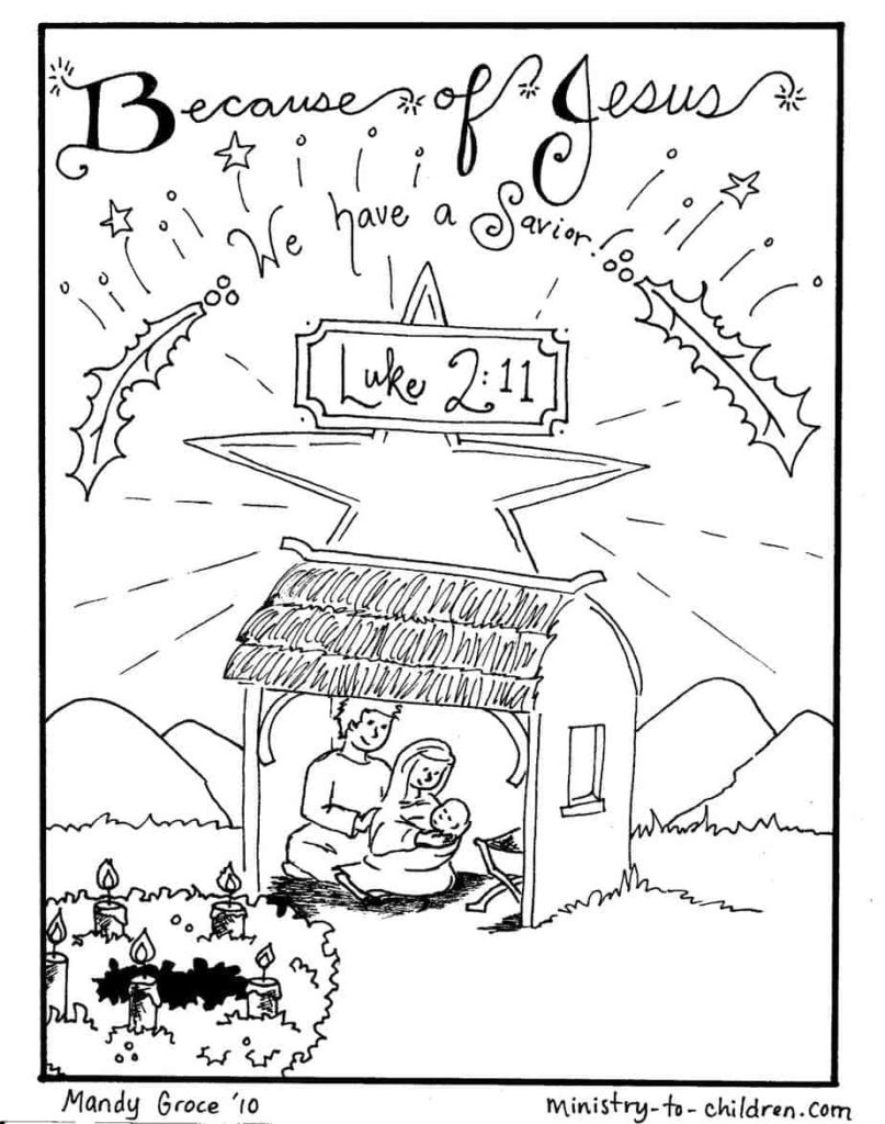 Nativity Scene Coloring Pages: Jesus Is Here - Ministry To Children inside Jesus Nativity Coloring Pages Printable