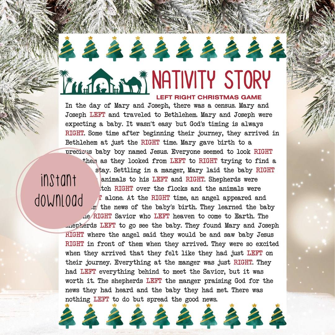 Nativity Story Left Right Game | Left Right Christmas Story Game intended for Right Left Christmas Game Nativity Story Printable