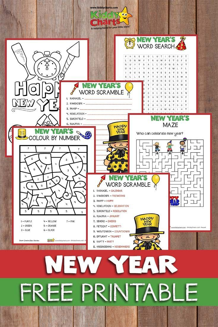 New Year Activities With Kids: Free Printables Pack for New Years Printable Activities