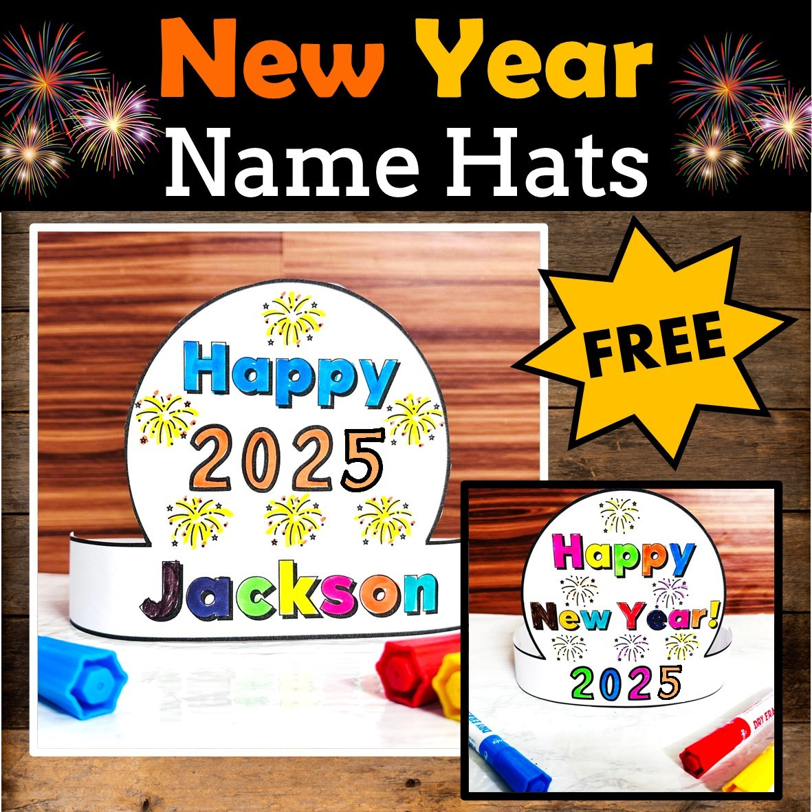 New Year Coloring Hat Template Free Printable 2025 - Zippi Kids in Free Printable New Year Hat Template