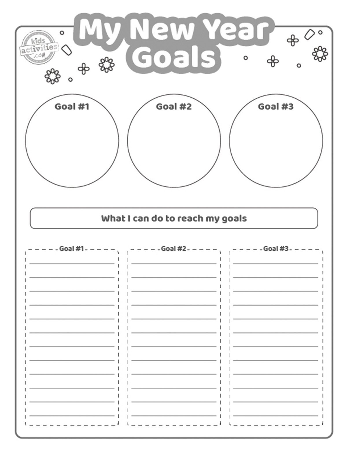 New Year Goals Template For Kids | Kids Activities Blog for New Year Goal Sheets Printables
