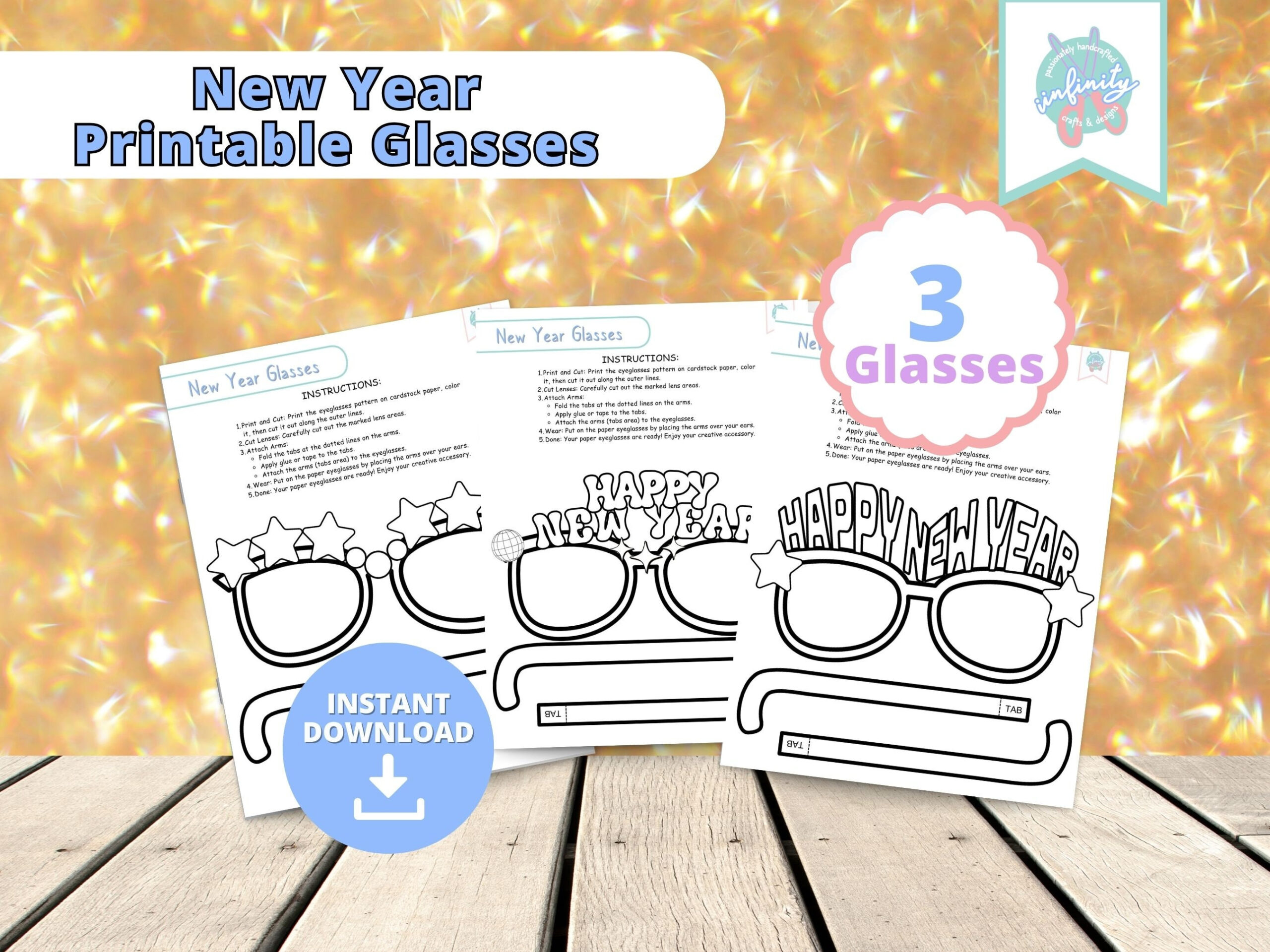 New Year Kid Printable Glasses,New Year Kids Activity Craft,New inside Printable New Years Glasses