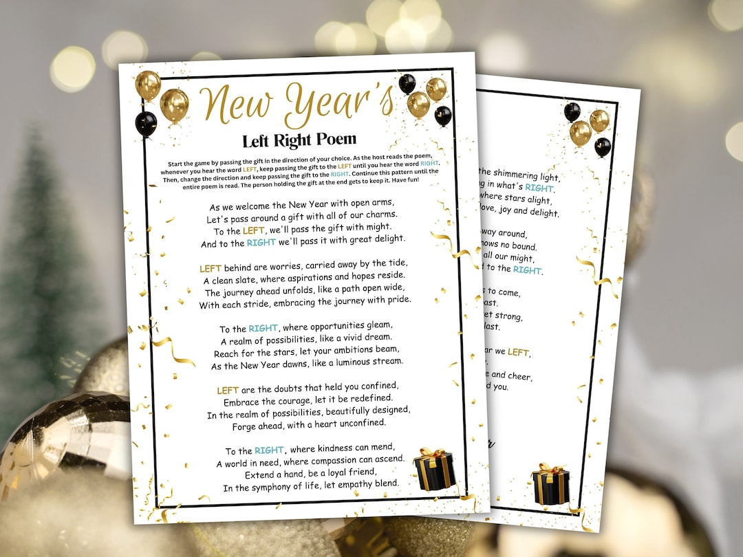New Year Left Right Game, New Years Eve Party Games, New Year Game for New Year&amp;#039;S Left Right Game Printable
