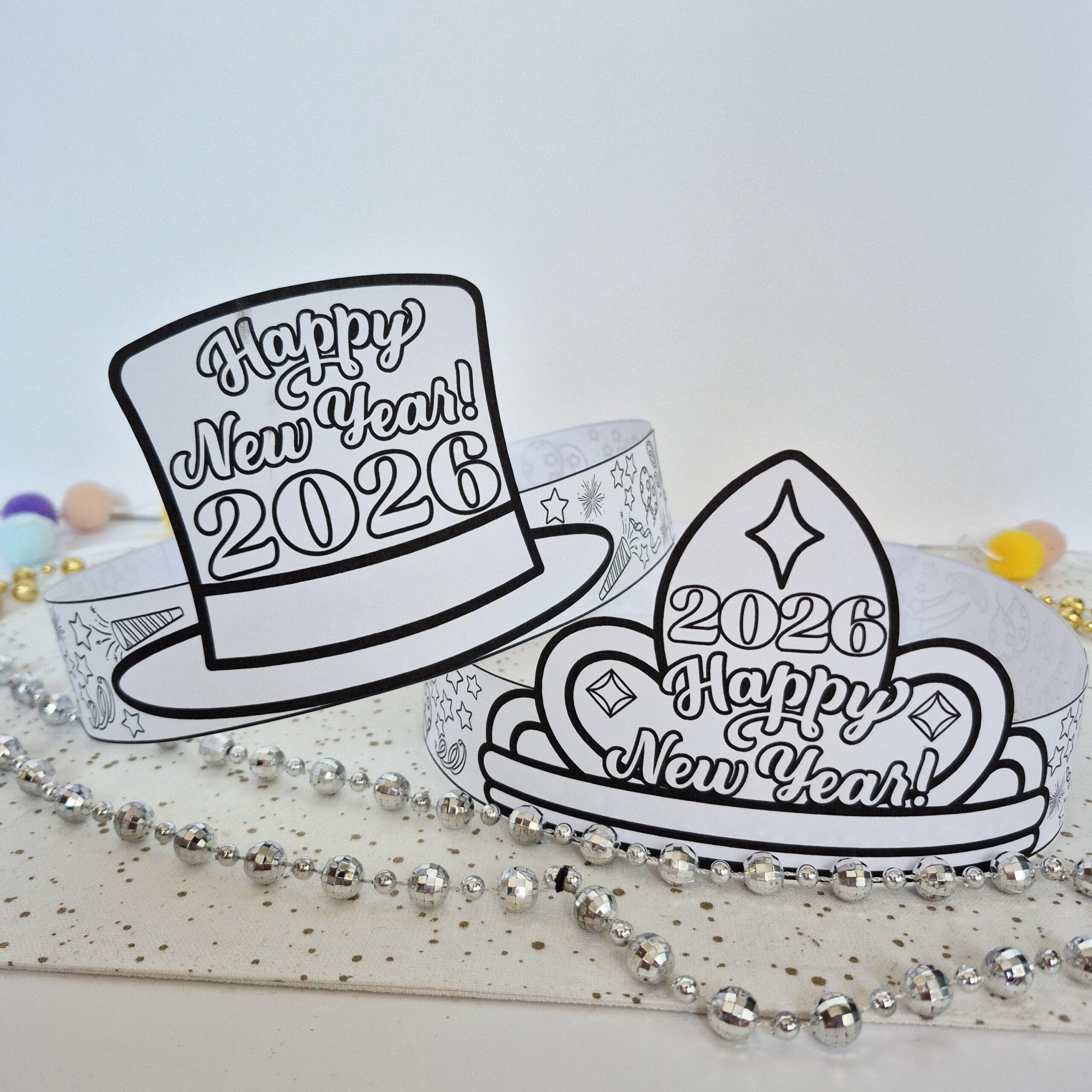 New Year Paper Hat 2026 Printable Diy Coloring Happy New Year pertaining to New Year Hat Printable 2026