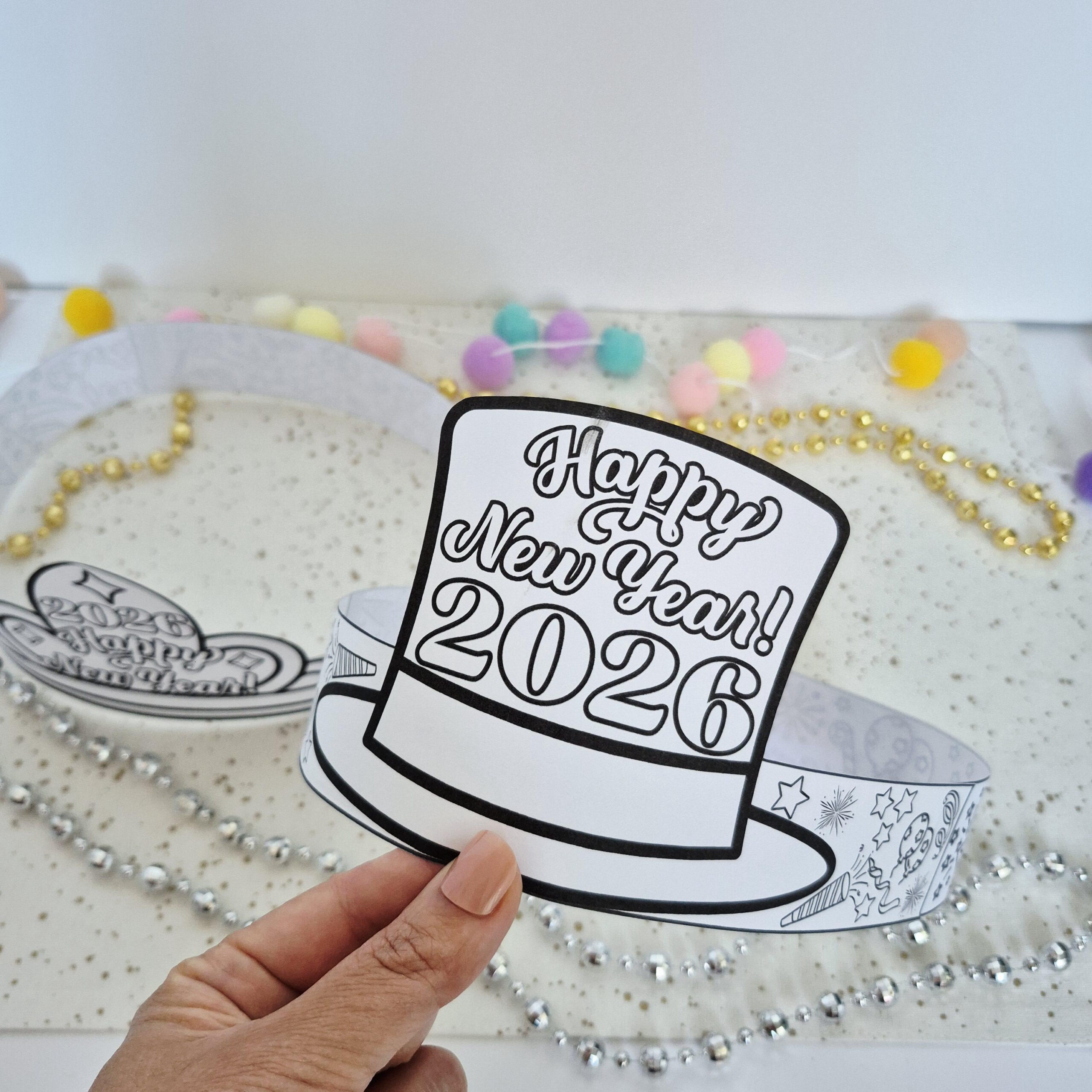 New Year Paper Hat 2026 Printable Diy Coloring Happy New Year within Happy New Year Headband Printable
