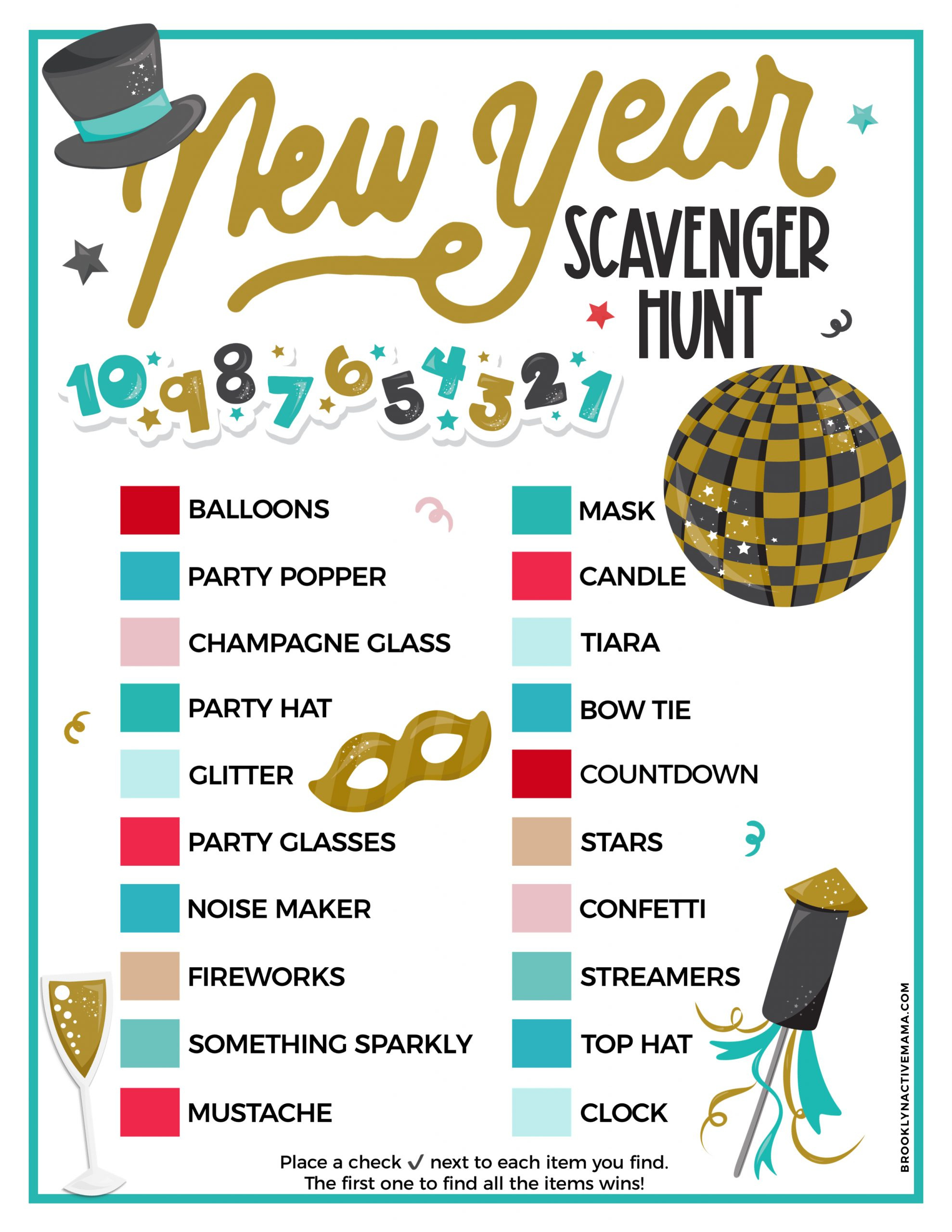 New Year Scavenger Hunt Game | Free Printable Family Fun inside Free Printable New Years Scavenger Hunt