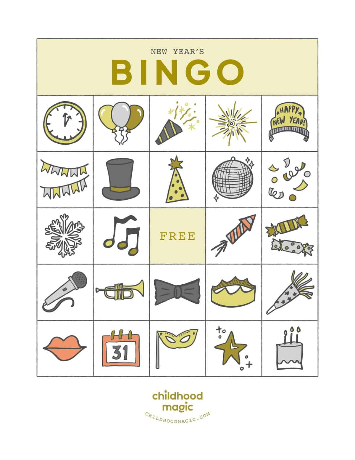 New Year&amp;#039;S Bingo - Childhood Magic within New Year&amp;amp;#039;s Bingo Printable