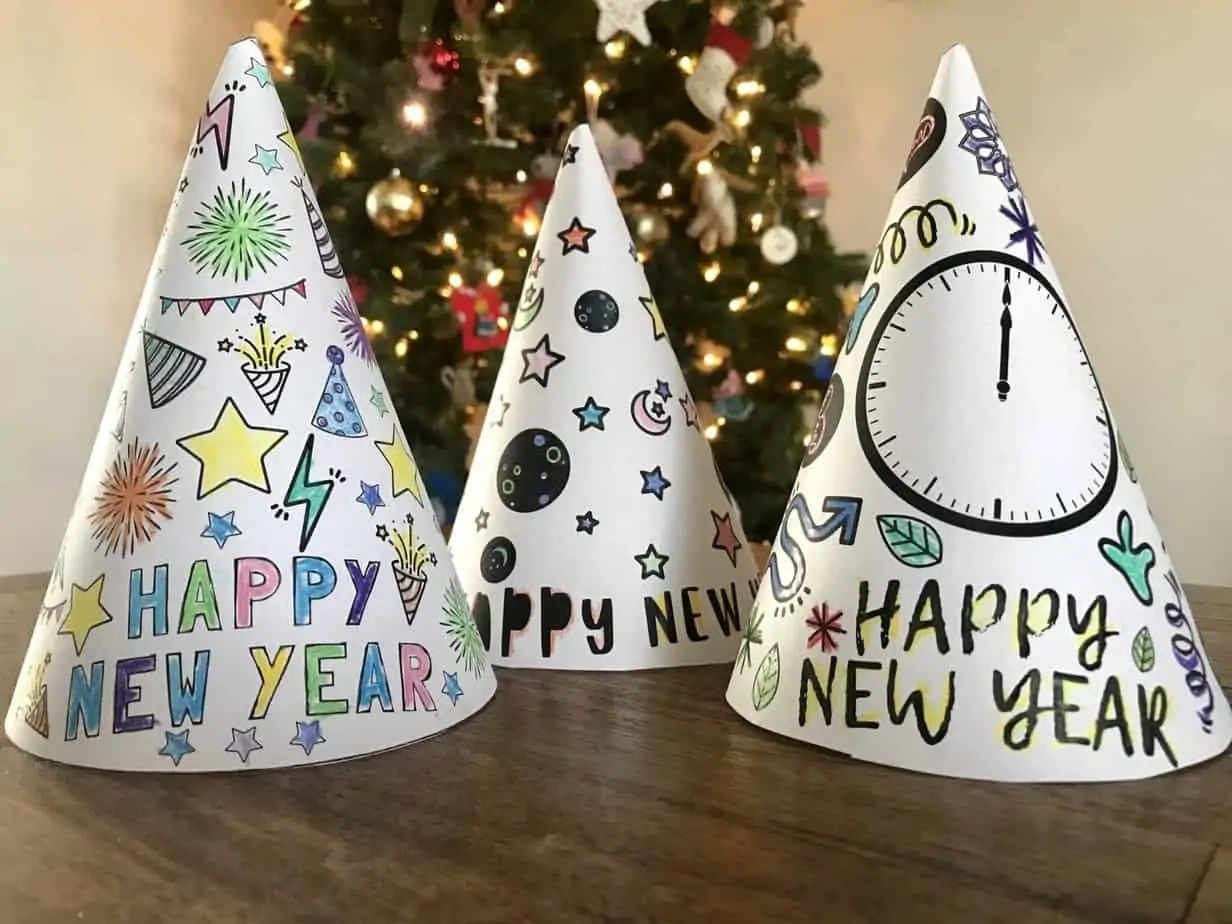 New Year&amp;#039;S Eve Activity: Free Kid&amp;#039;S Printable Coloring Party Hats with Free Printable New Years Eve Party Hats