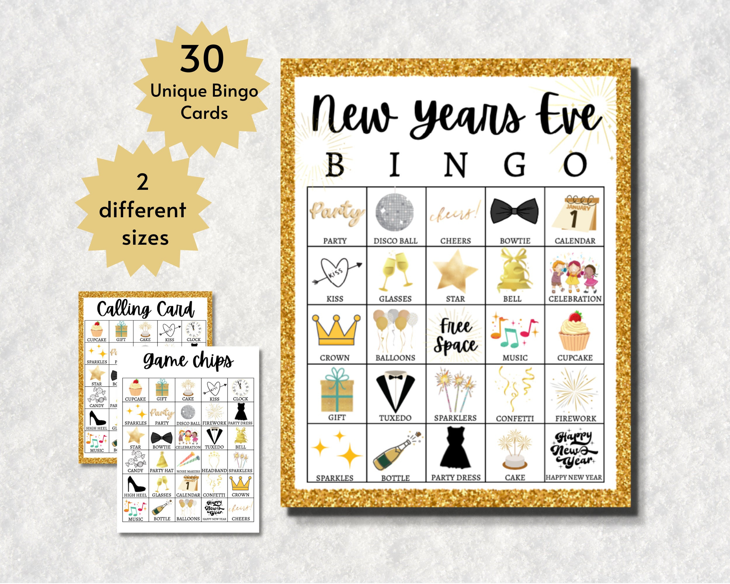 New Year&amp;#039;S Eve Bingo Cards, Printable Holiday Party Game For Kids, Teens,  And Adults, New Year Group Activity inside New Year&amp;#039;S Eve Bingo Printable