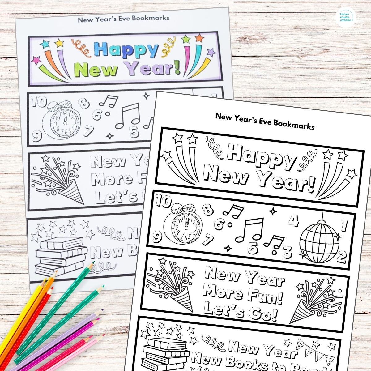 New Year&amp;#039;S Eve Bookmarks To Color intended for New Year Bookmarks Printable