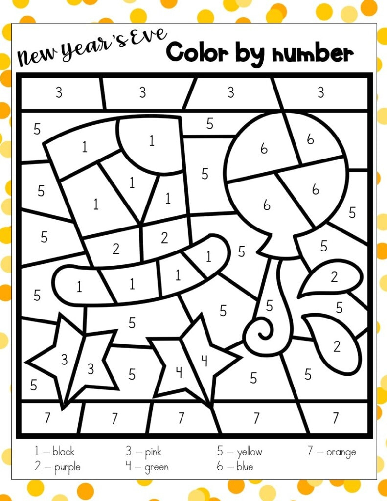New Year&amp;#039;S Eve Colornumber - Free Printable - Kids Activity Zone throughout New Year Color By Number Printable
