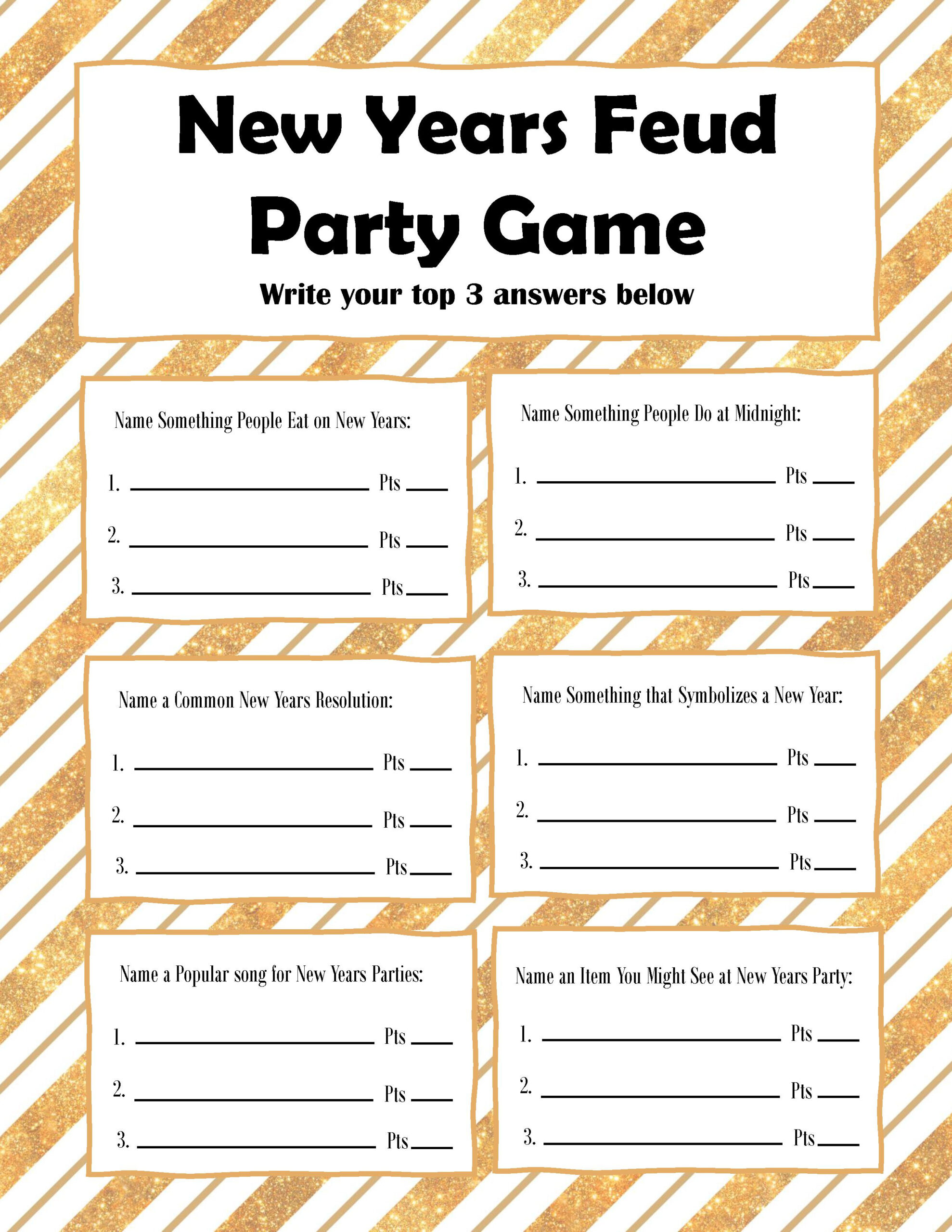 New Years Eve Family Feud Party Game Free Printable - My Uncommon throughout New Years Eve Games For Adults Printable