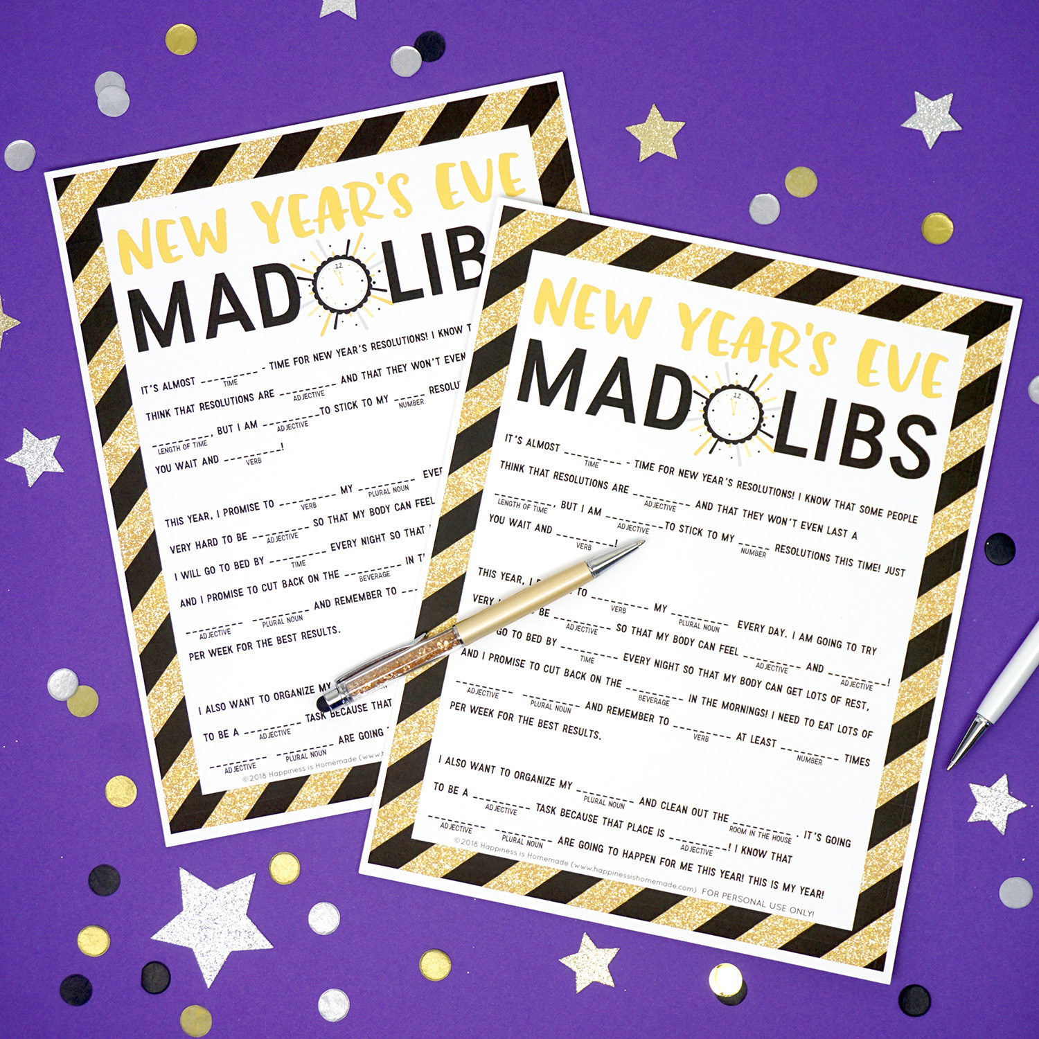 New Year&amp;#039;S Eve Mad Libs Printable - Happiness Is Homemade within New Year&amp;#039;S Mad Libs Printable