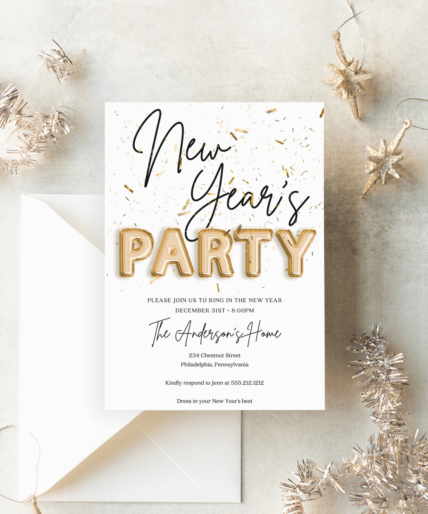 New Year&amp;#039;S Eve Party Invitation Template, Confetti, New Years intended for Printable New Years Eve Invitations