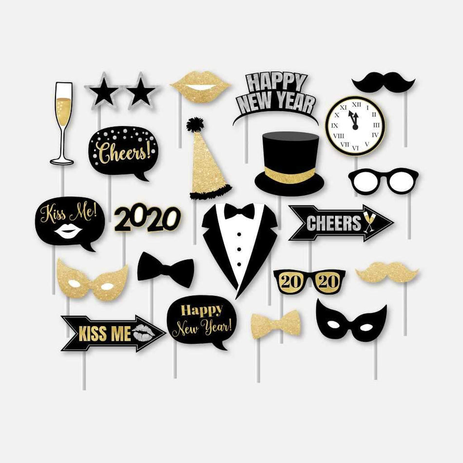 New Years Eve Party Photo Booth Props Printable throughout Printable New Year Photo Booth Props