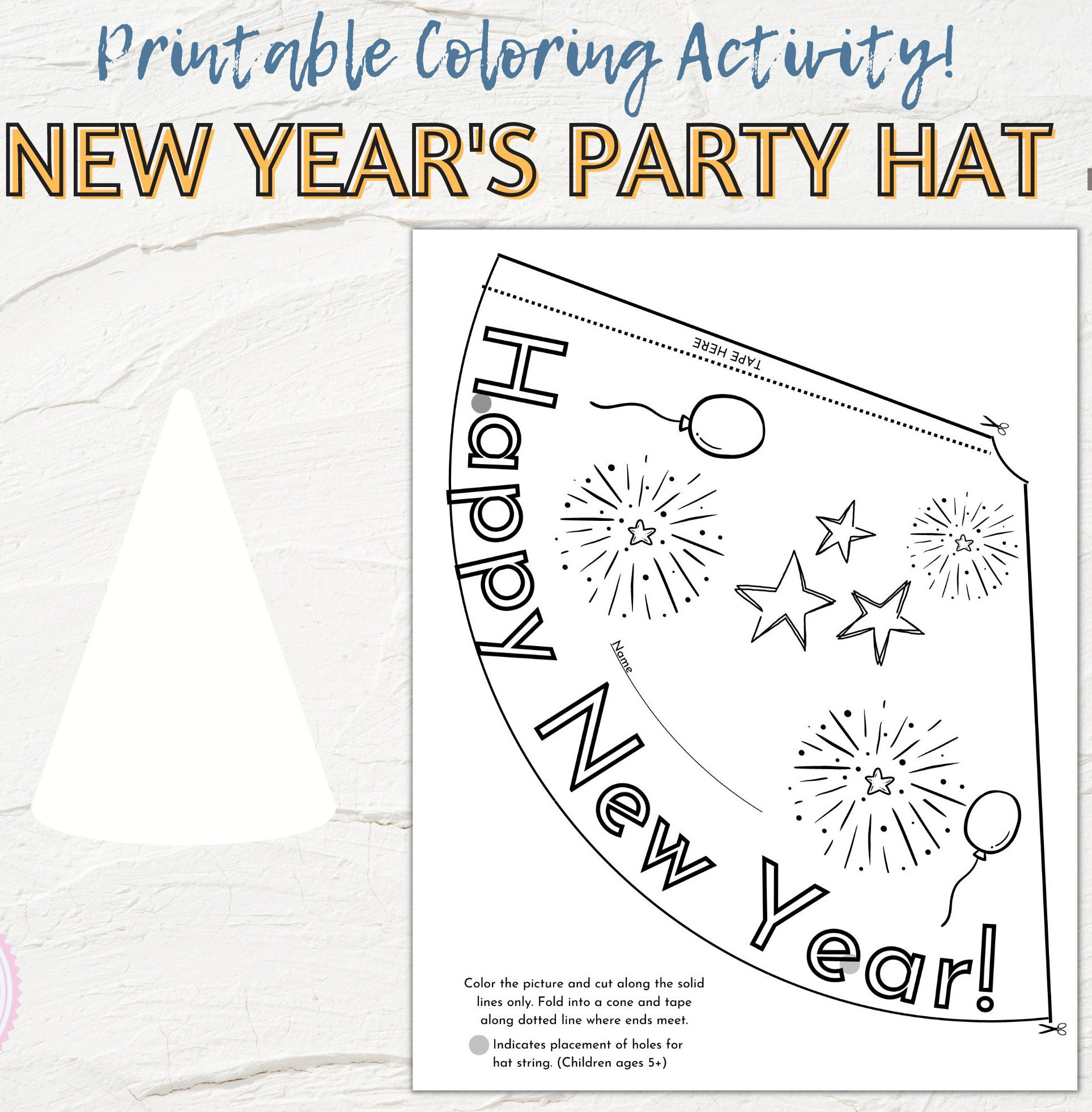 New Year&amp;#039;S Eve Printable Hat | Kids New Years Party Hat for New Years Party Hat Printable